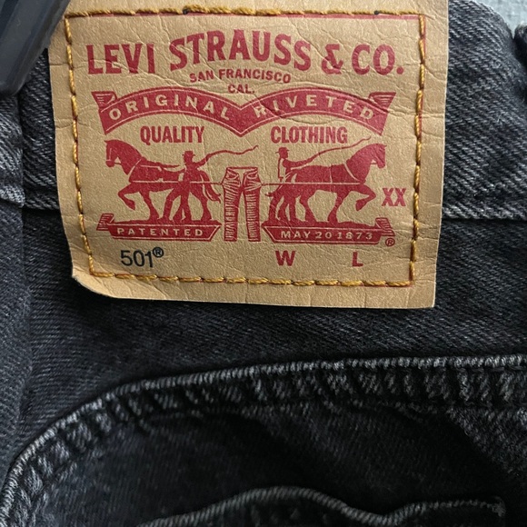 Levi’s 501 Black Denim Distressed Cutoff Shorts - Picture 3 of 7